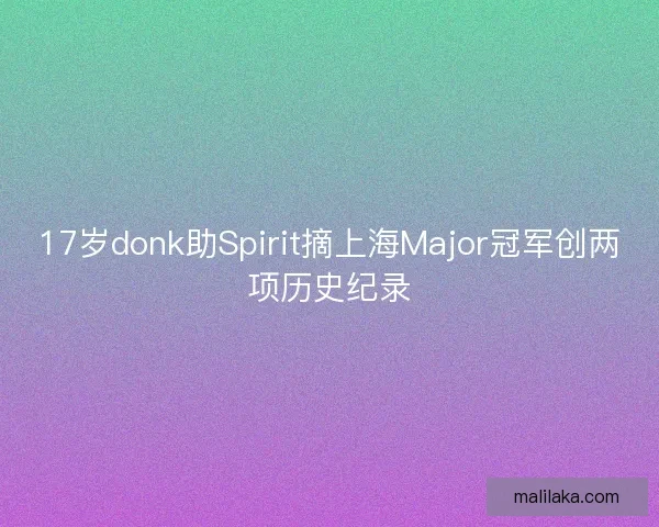 17岁donk助Spirit摘上海Major冠军创两项历史纪录