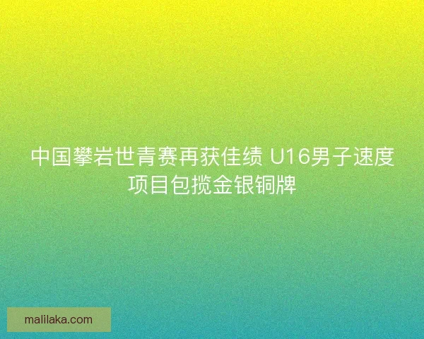 中国攀岩世青赛再获佳绩 U16男子速度项目包揽金银铜牌